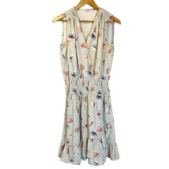 eShakti Seashell Print Sleeveless Dress 8 Beach Summer Vacation Coastal - Picture 1 of 8